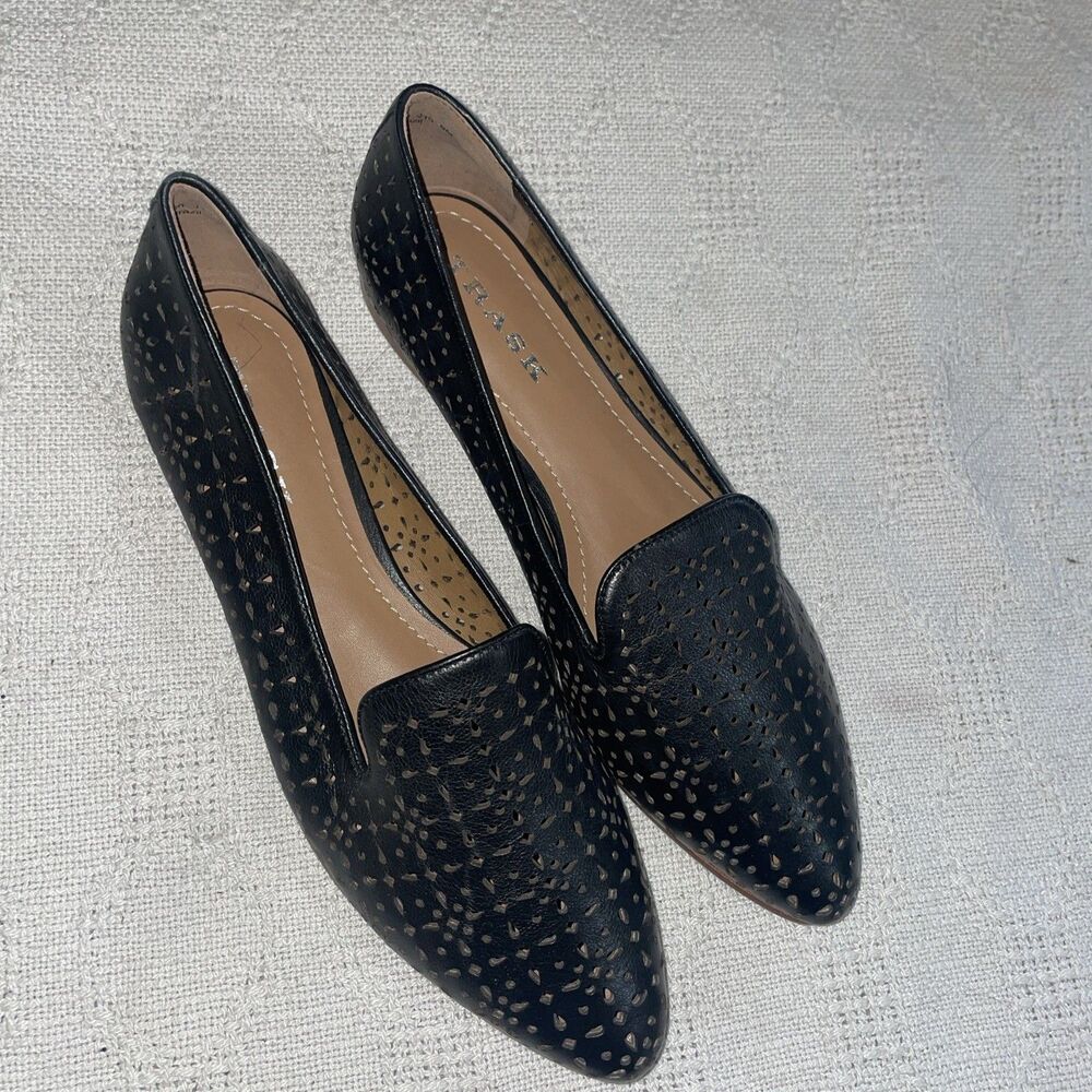 Trask Women’s Dressy Loafers Size 9 M Black Leather Going Out Party Cutouts NWOB